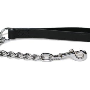 Ancol Extra Heavy Chain Lead with Black Leather hand loop