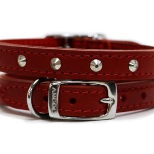 Ancol S2 Red Sewn Studded Dog Collar 14