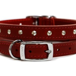 SEWN STUDDED COLLAR RED 22 S6