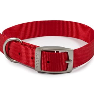 Ancol Nylon Dog Collar Red, Size 5 - 39-48cm, to fit Cocker Spaniel, Poodle, Saluki and Springer Spaniel Sized Dogs.