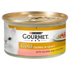 gourmet gold with salmon an chicken in gravy