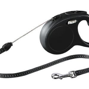 5m Retractable Cord Lead Black Small for 12KG Dogs by Flexi Classic Petworld Ireland