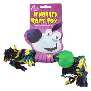 knotted rope toy with ball