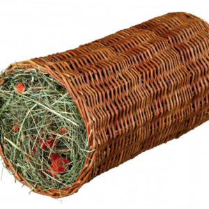 wicker tunnel with hay and carrot